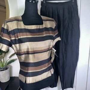 VINTAGE NWT Brown & Black Top & Pantsuit